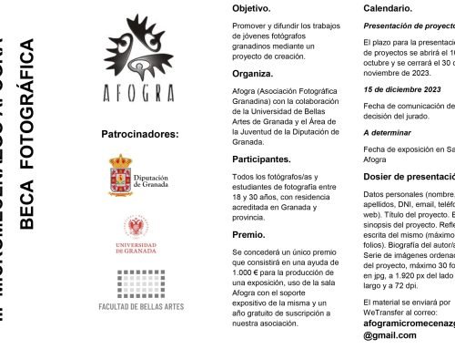 III MICROMECENAZGO AFOGRA  BECA FOTOGRÁFICA